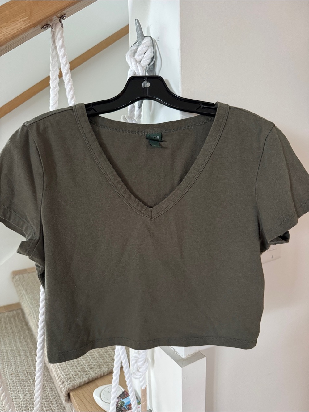wild fable Olive Green V-Neck Crop Top